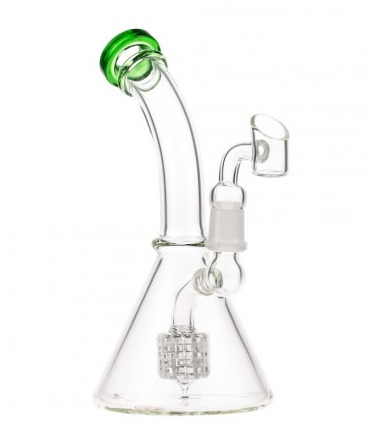 Glasscity Glass Beaker Base Dab Rig with Drum Perc | Green