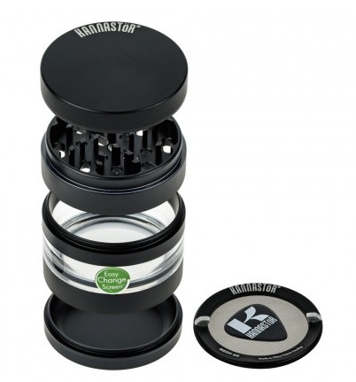 Kannastör 2.5 inch Aluminium 4-part Grinder | Black with Clear Jar